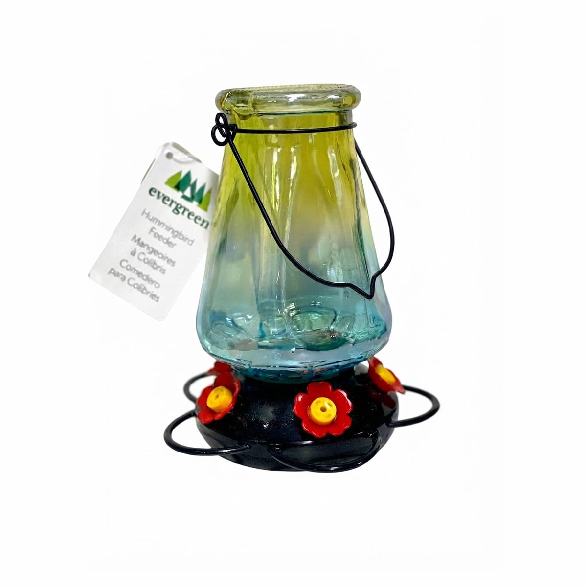 Mangeoire à colibris en verre ombré vert, 16 oz