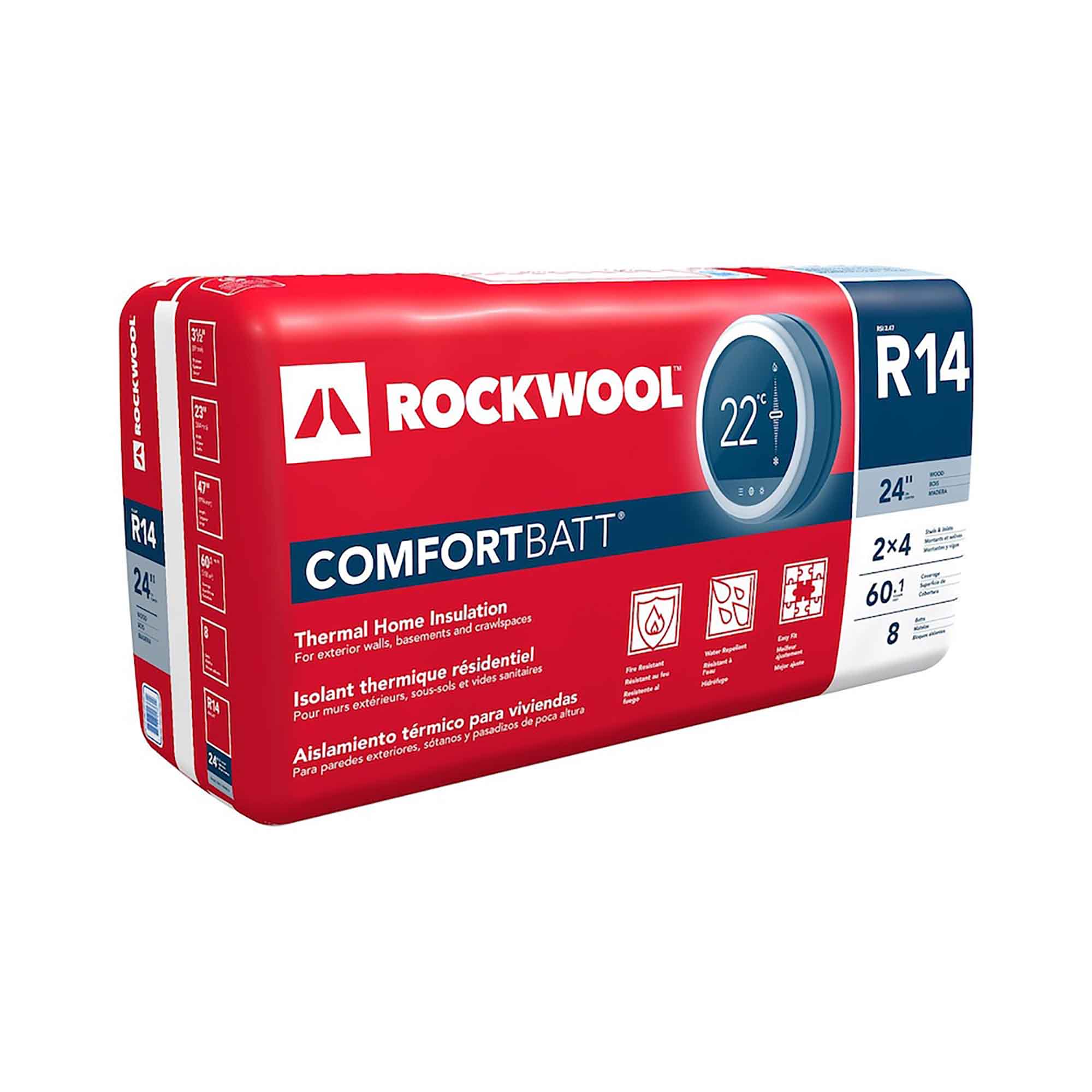 Isolant thermique résidentiel R22 Comfortbatt pour ossatures de bois, 3-1/2" x 23" x 47" (60,1 pi²)