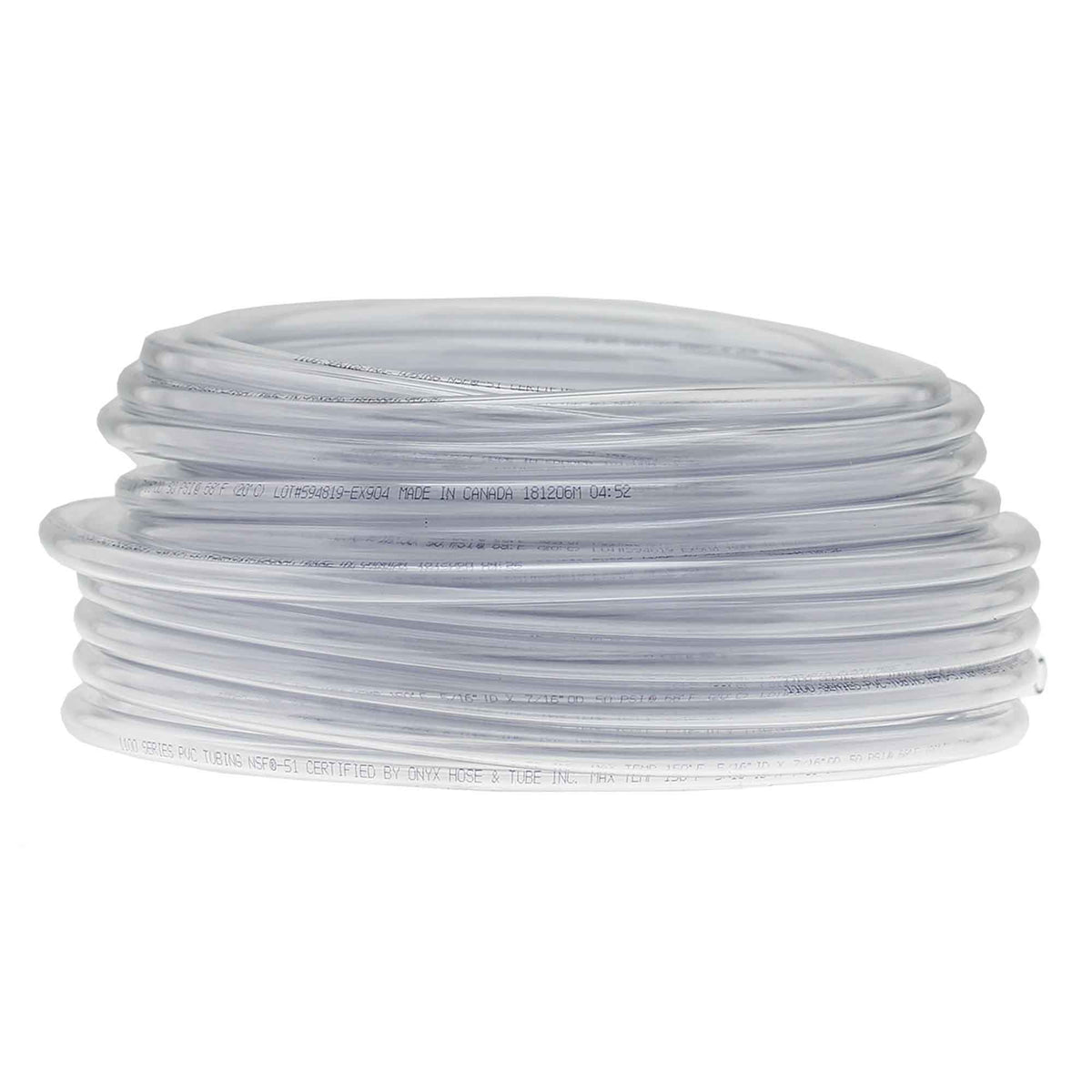 Tuyau en PVC clair, 7/16&quot; OD x 5/16&quot; ID x 100&#39;