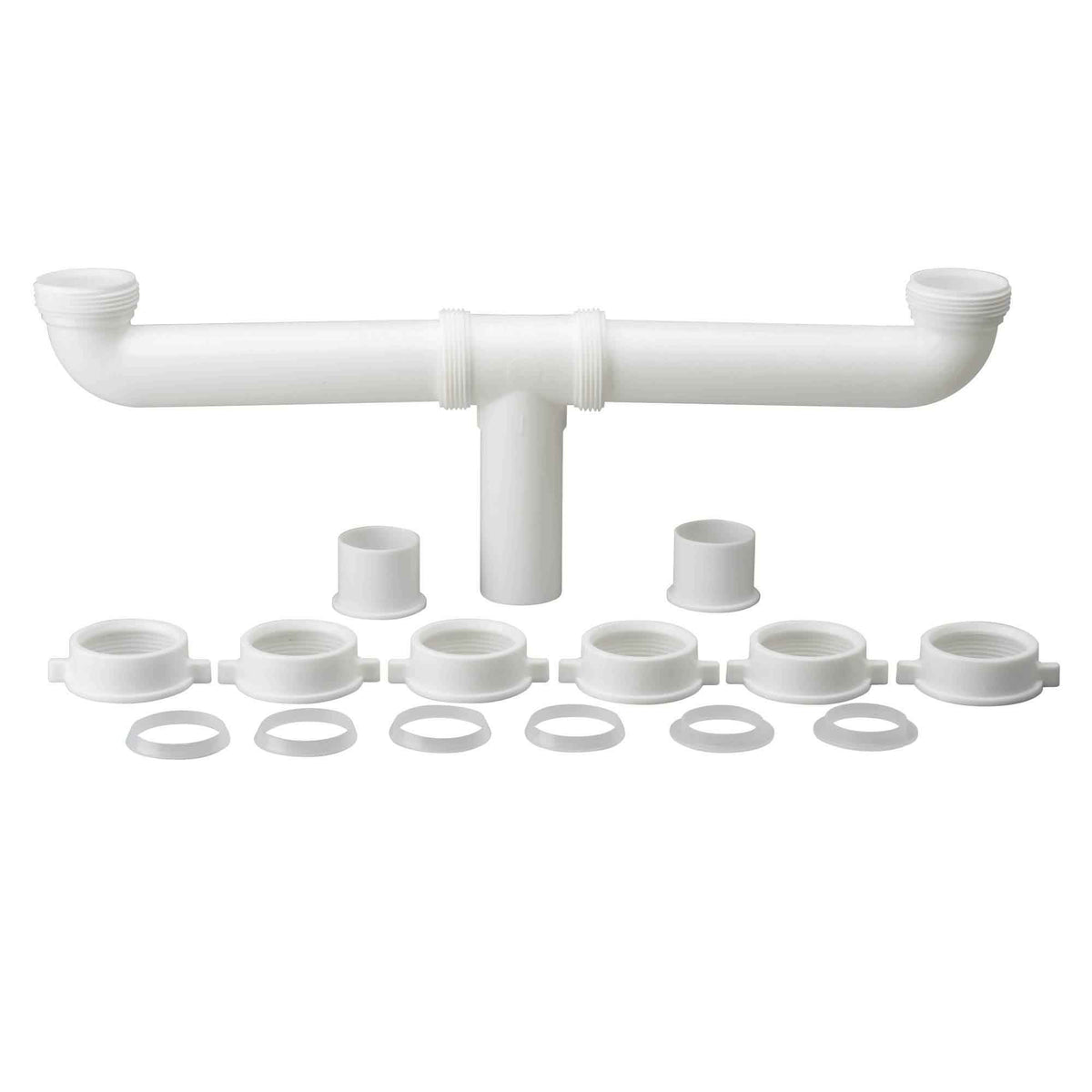 Drain double pour éviers de cuisine avec sortie centrale, 1-1/2'' x 16''