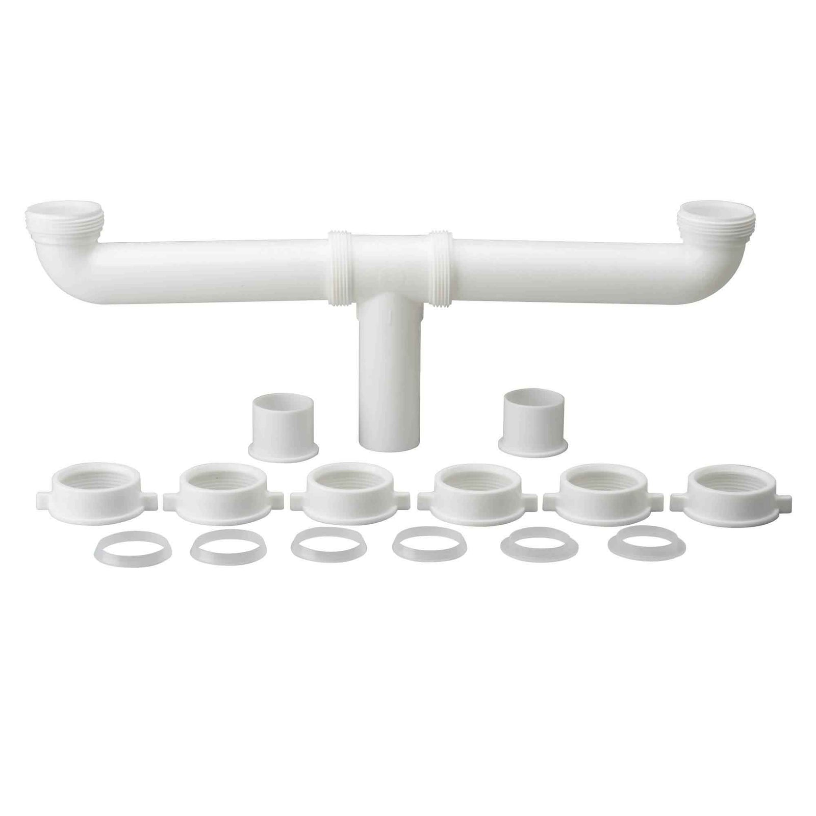 Drain double pour éviers de cuisine avec sortie centrale, 1-1/2'' x 16''