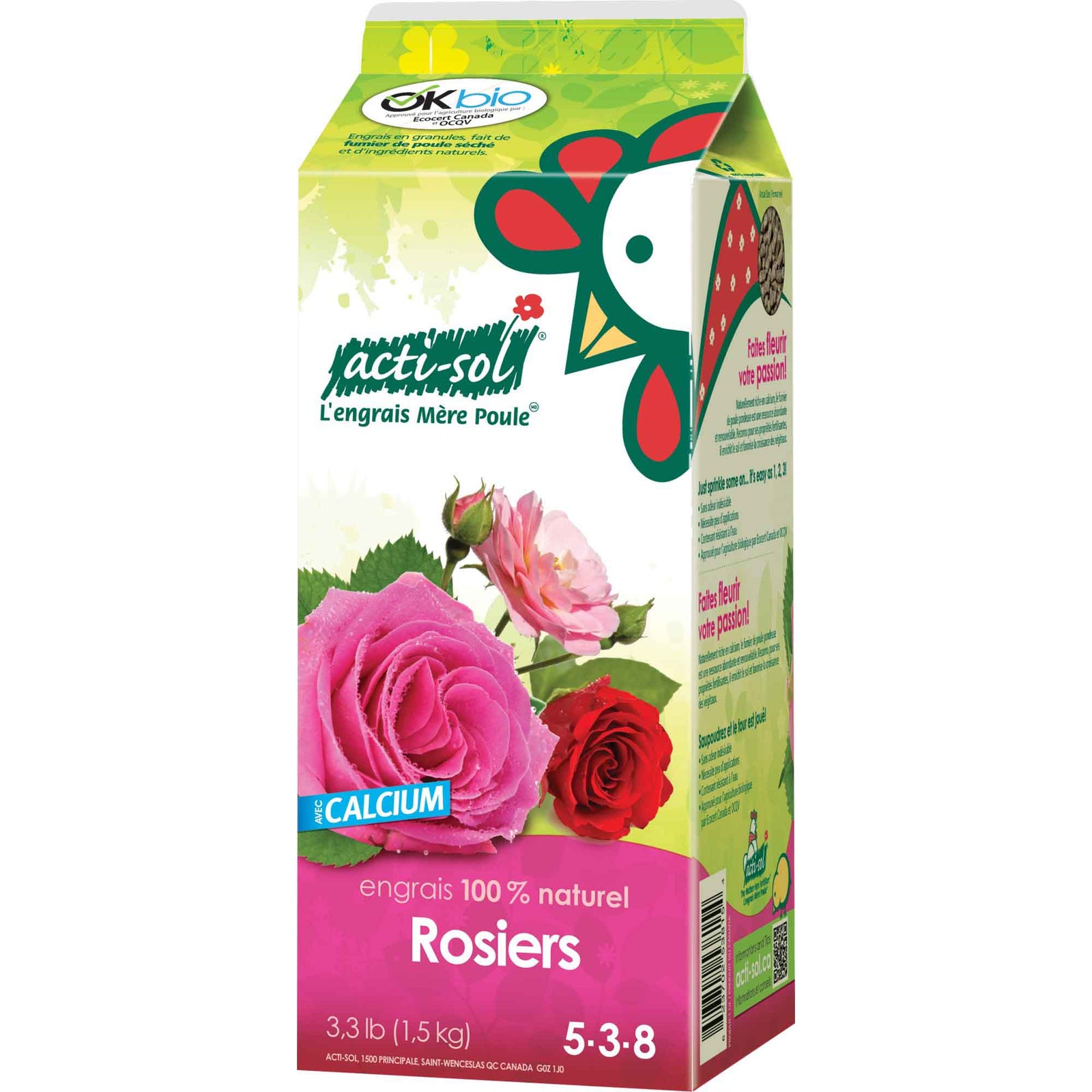 Engrais Mère Poule pour rosiers 5-3-8, 1,5 kg