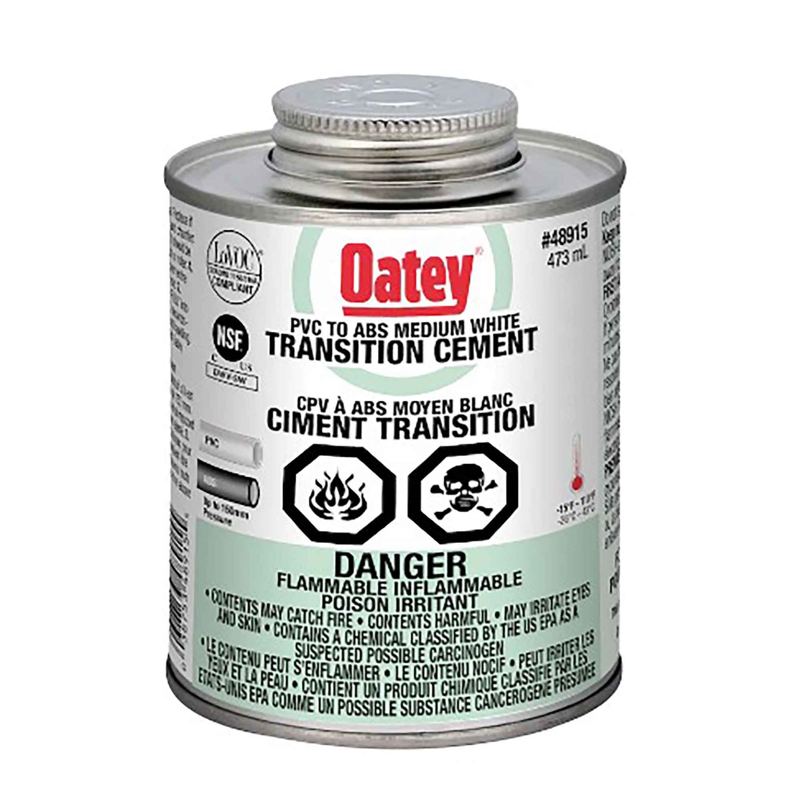 Ciment blanc de transition à adhérence moyenne pour PVC à ABS, 473 ml