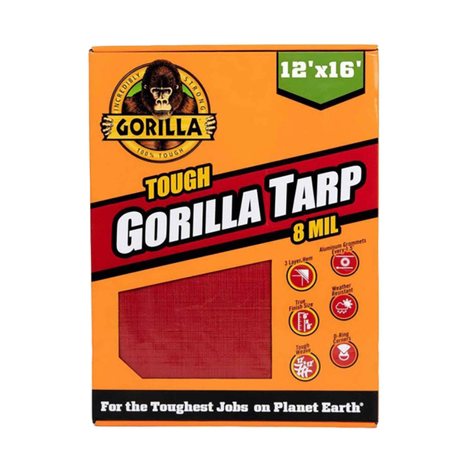 Bâche tout usage rouge et solide Gorilla, 12' x 16'