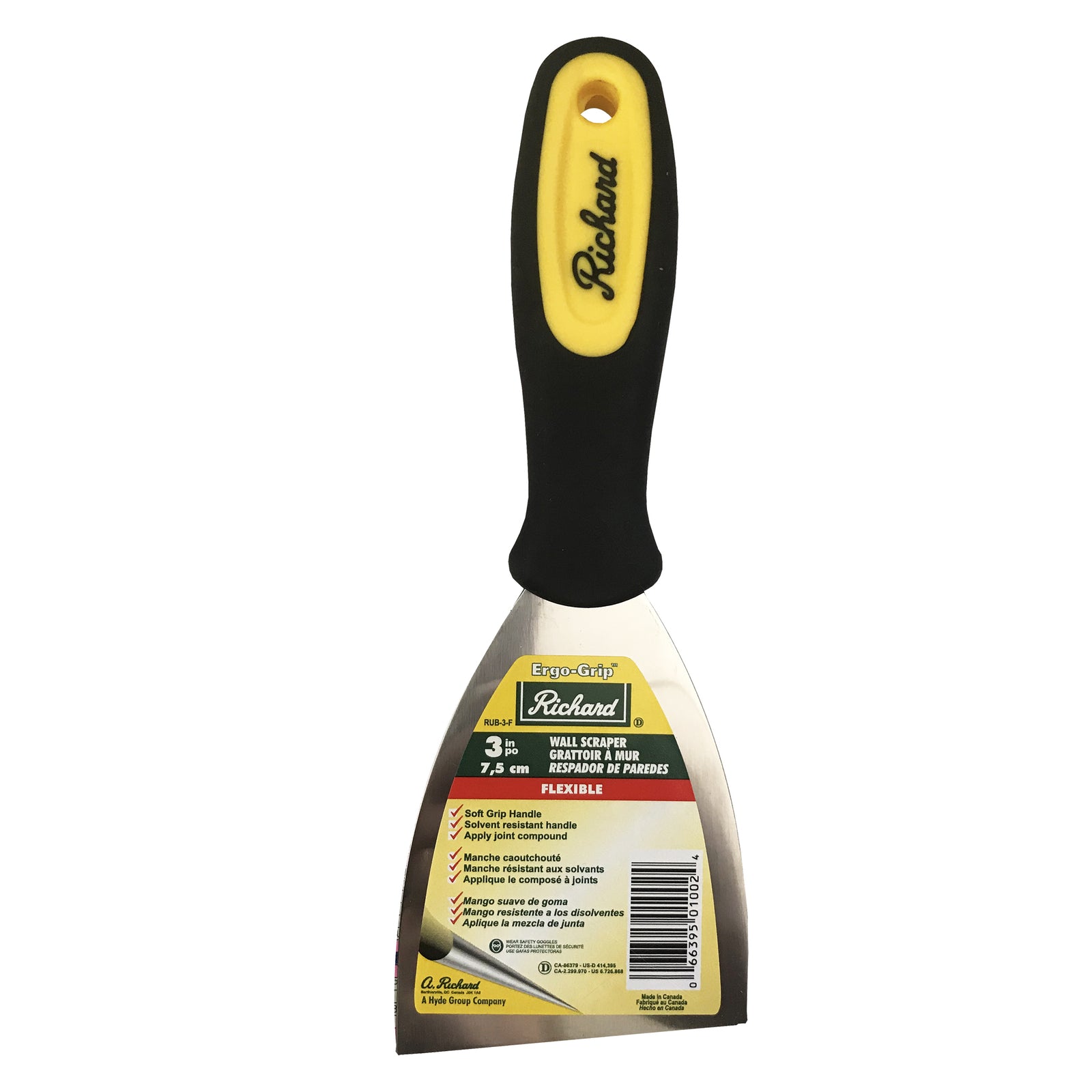 Grattoir à mur Ergo-Grip, lame carbone flexible de 3'' (7,6 cm)