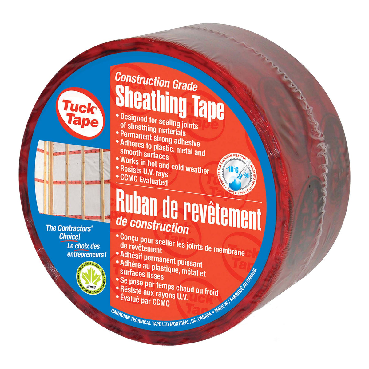 Ruban de revêtement de construction rouge  60 mm x 66 m