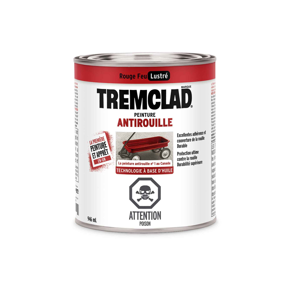 Tremclad peinture antirouille à base d&#39;huile rouge feu lustré, 946 ml