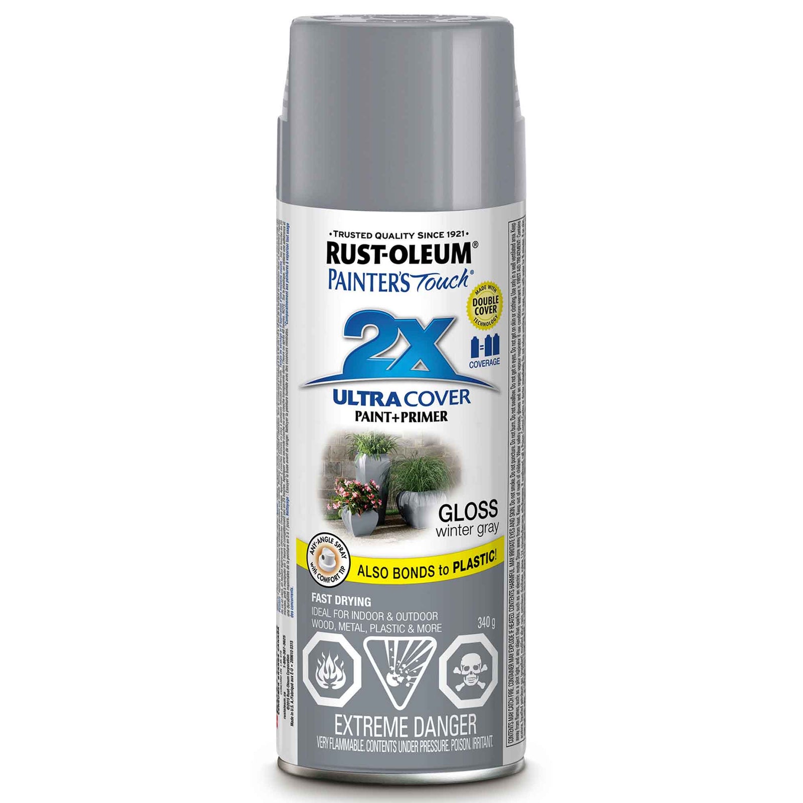 Peinture en aérosol à pouvoir couvrant élève Painter’s Touch gris hivernal lustré, 340 g