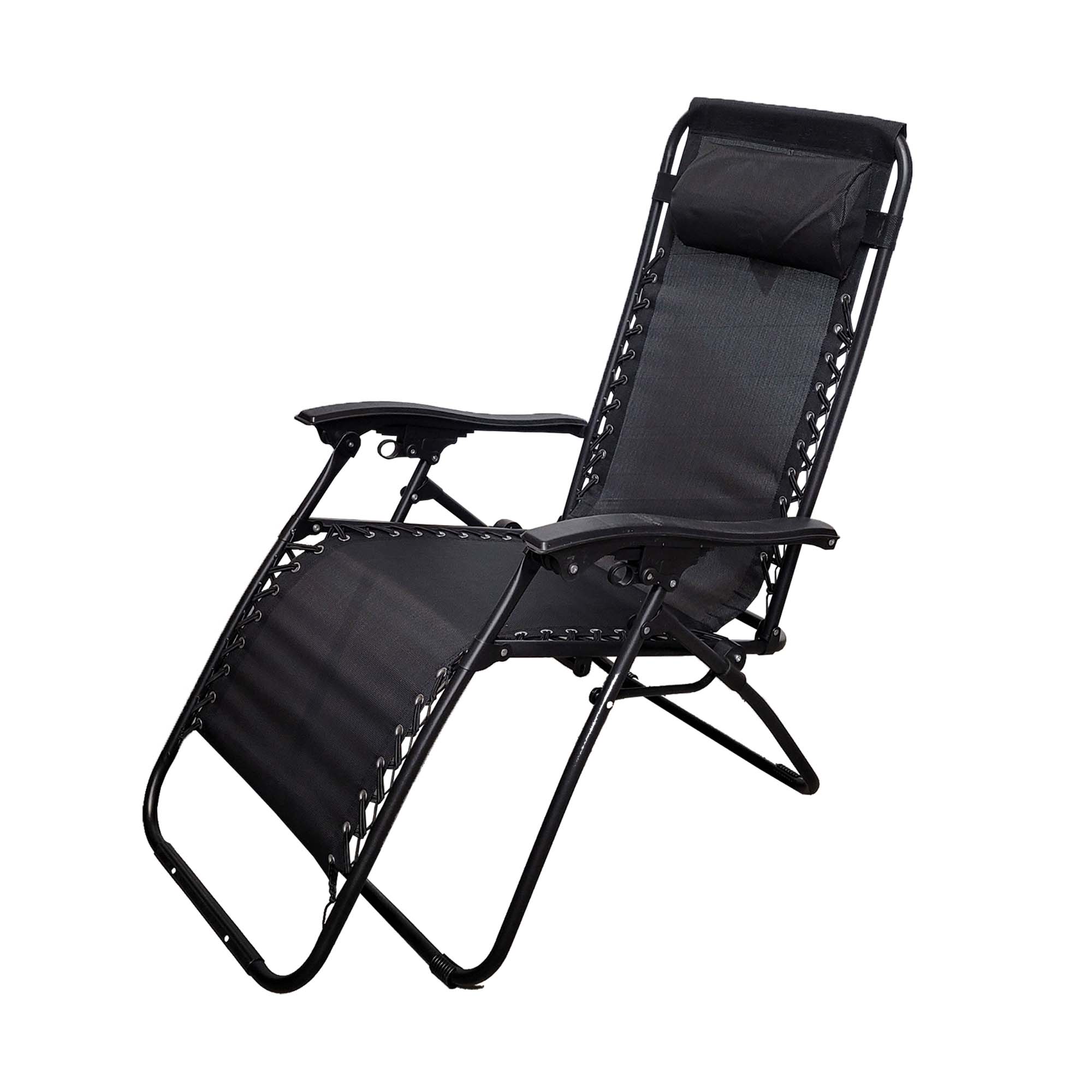 Chaise pliable zéro gravité avec textilène, noir