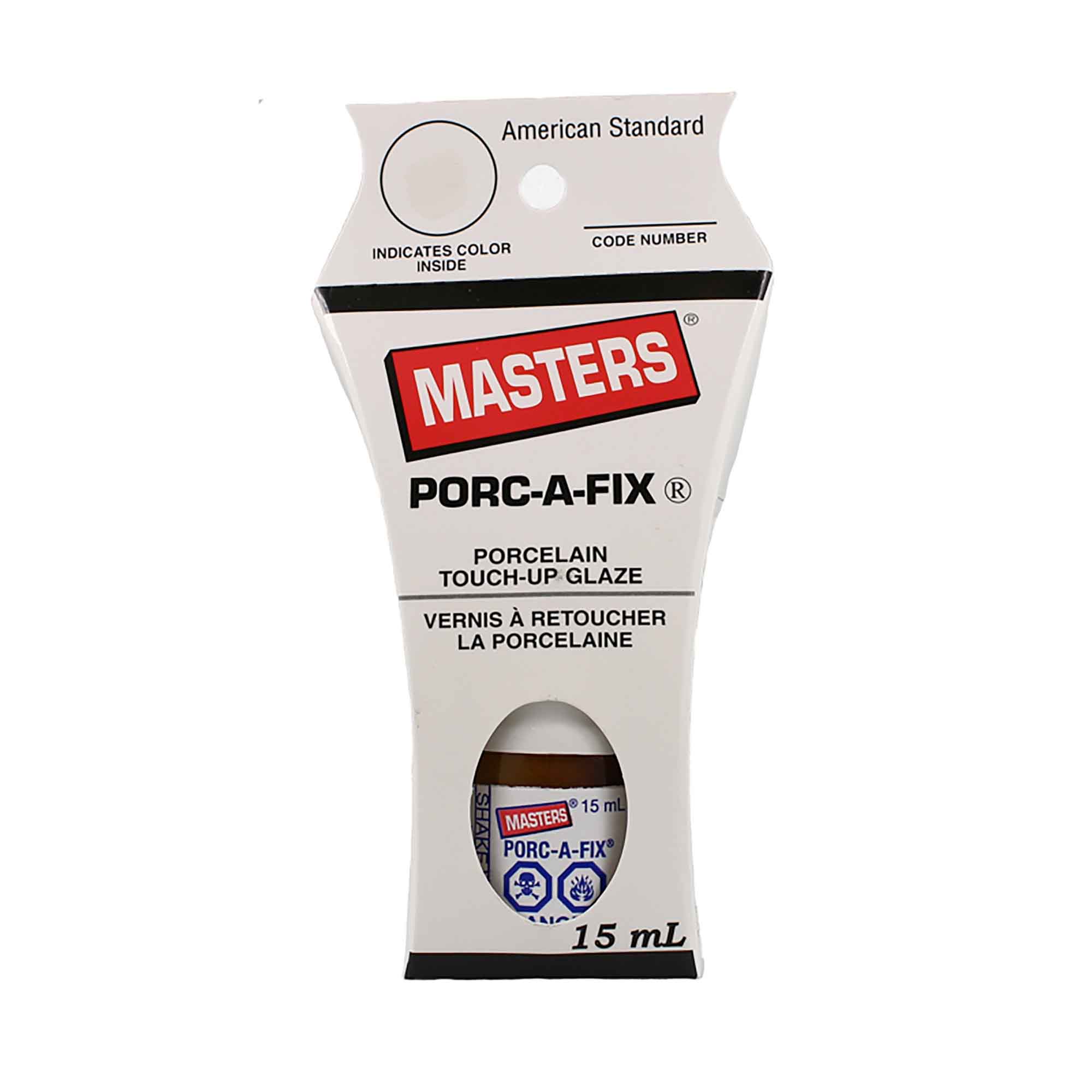 Teinture à retoucher la porcelaine Porc-a-Fix de couleur blanche standard américaine, 15 ml