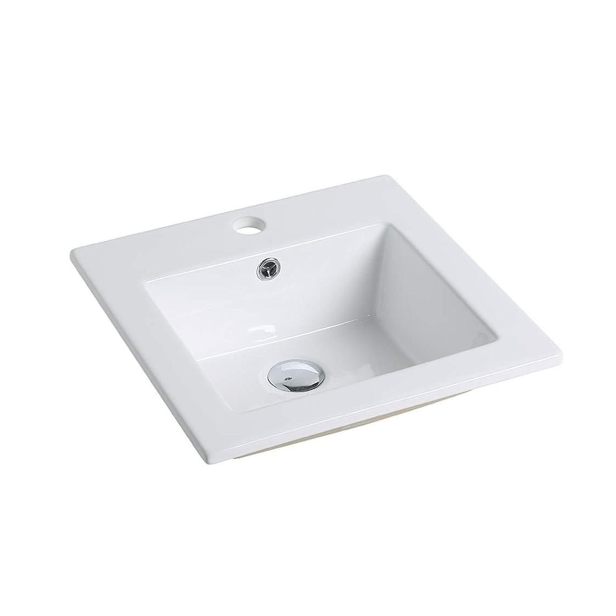 Lavabo à encastrer de forme carrée en porcelaine blanche, 16-1/4&#39;&#39; x 16-1/4&#39;&#39; x 6-3/4&#39;&#39;