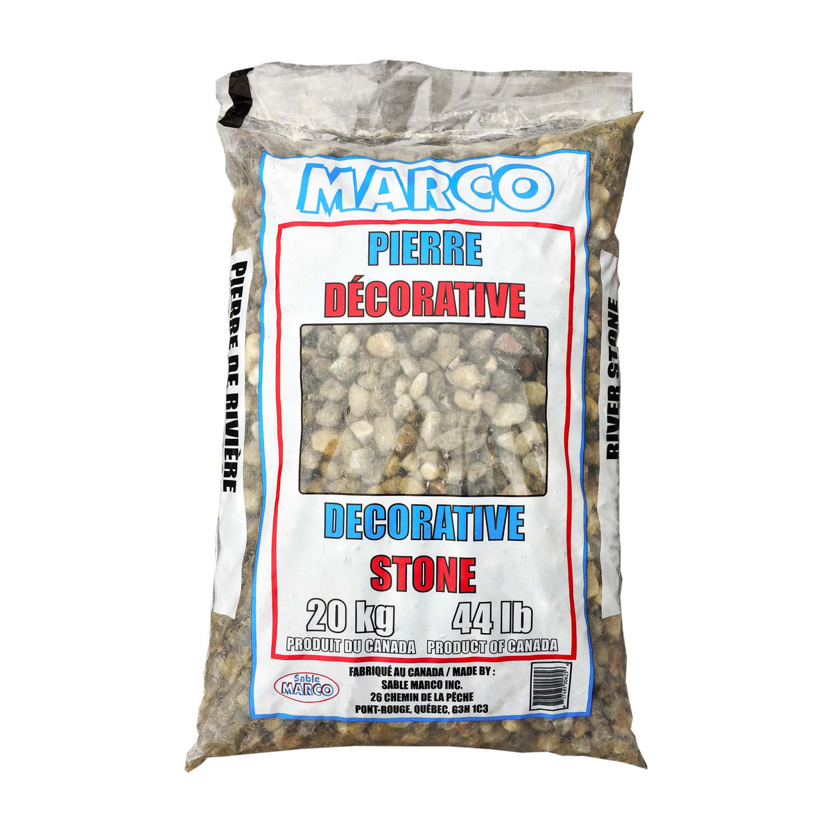 Pierre de rivière décorative de 3/4" à 1-1/2", 20 kg