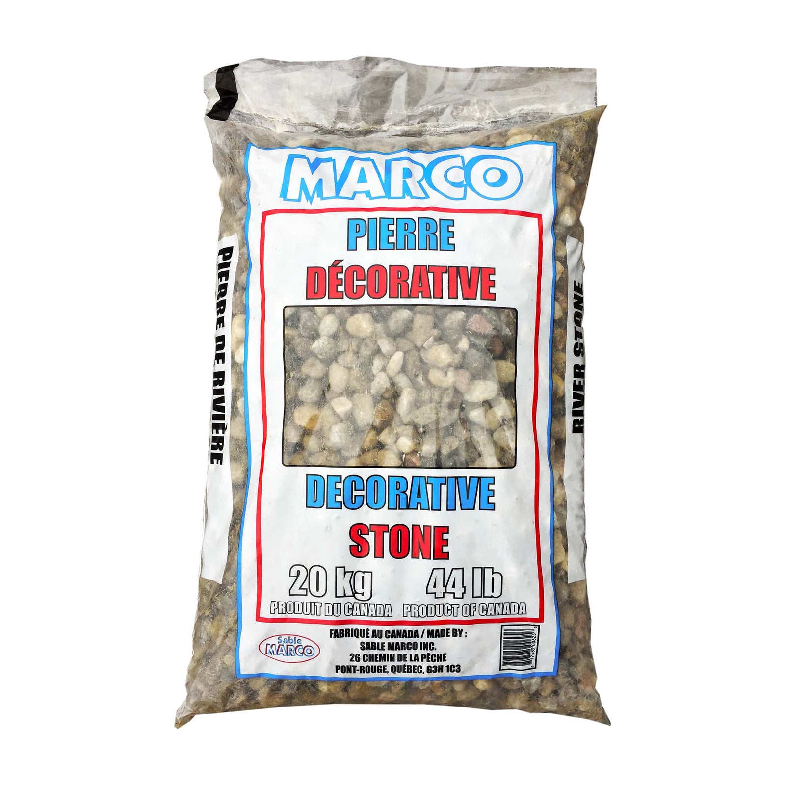 Pierre de rivière décorative de 3/4" à 1-1/2", 20 kg