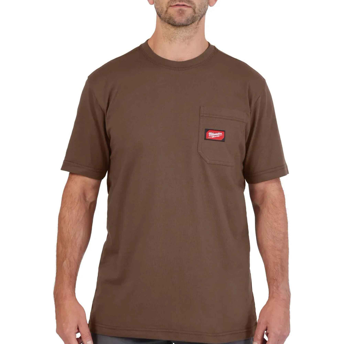 Chandail de travail Gridiron à manches courtes avec poche pour homme, brun (grand)