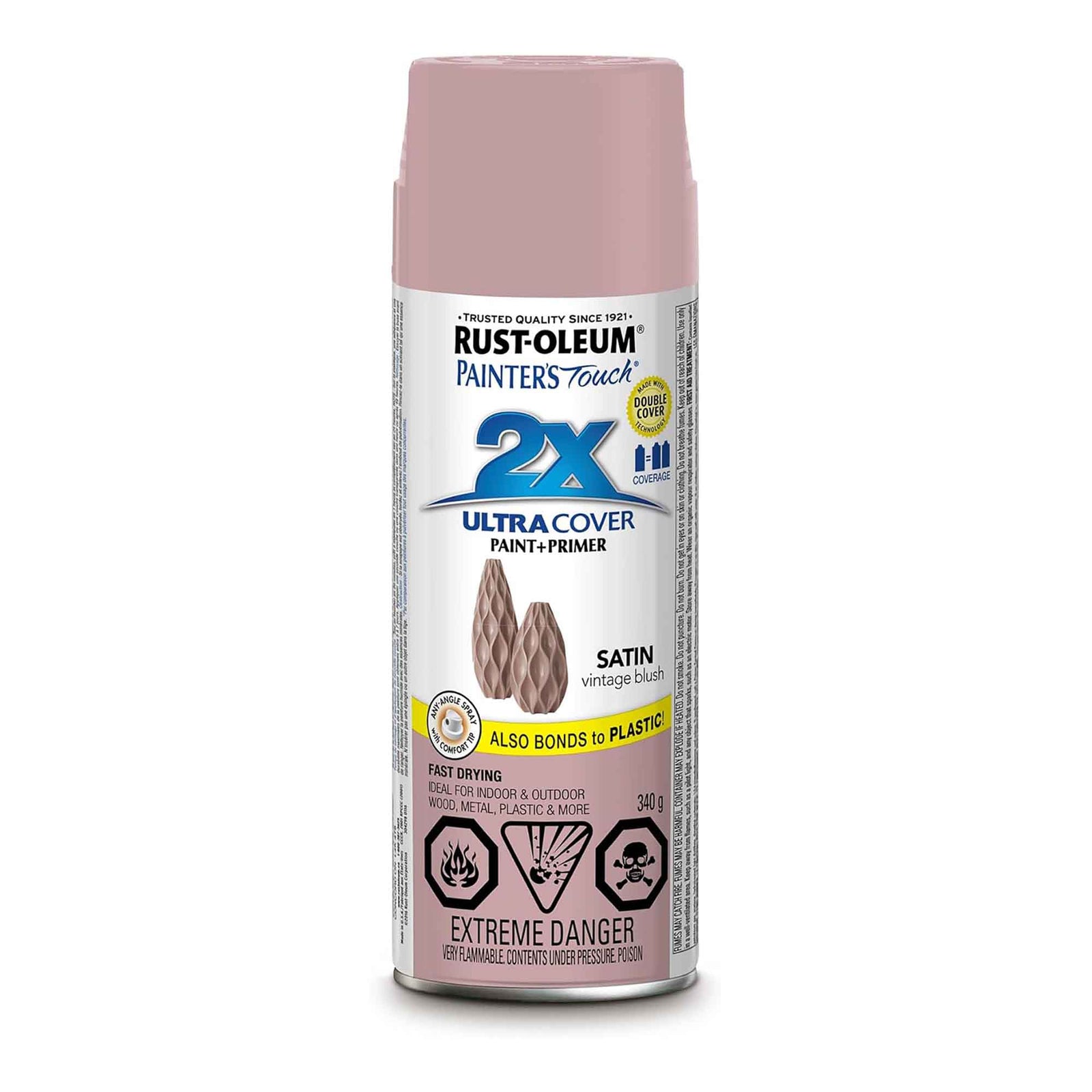 Peinture en aérosol à pouvoir couvrant élève Painter’s Touch rose antique satiné, 340 g