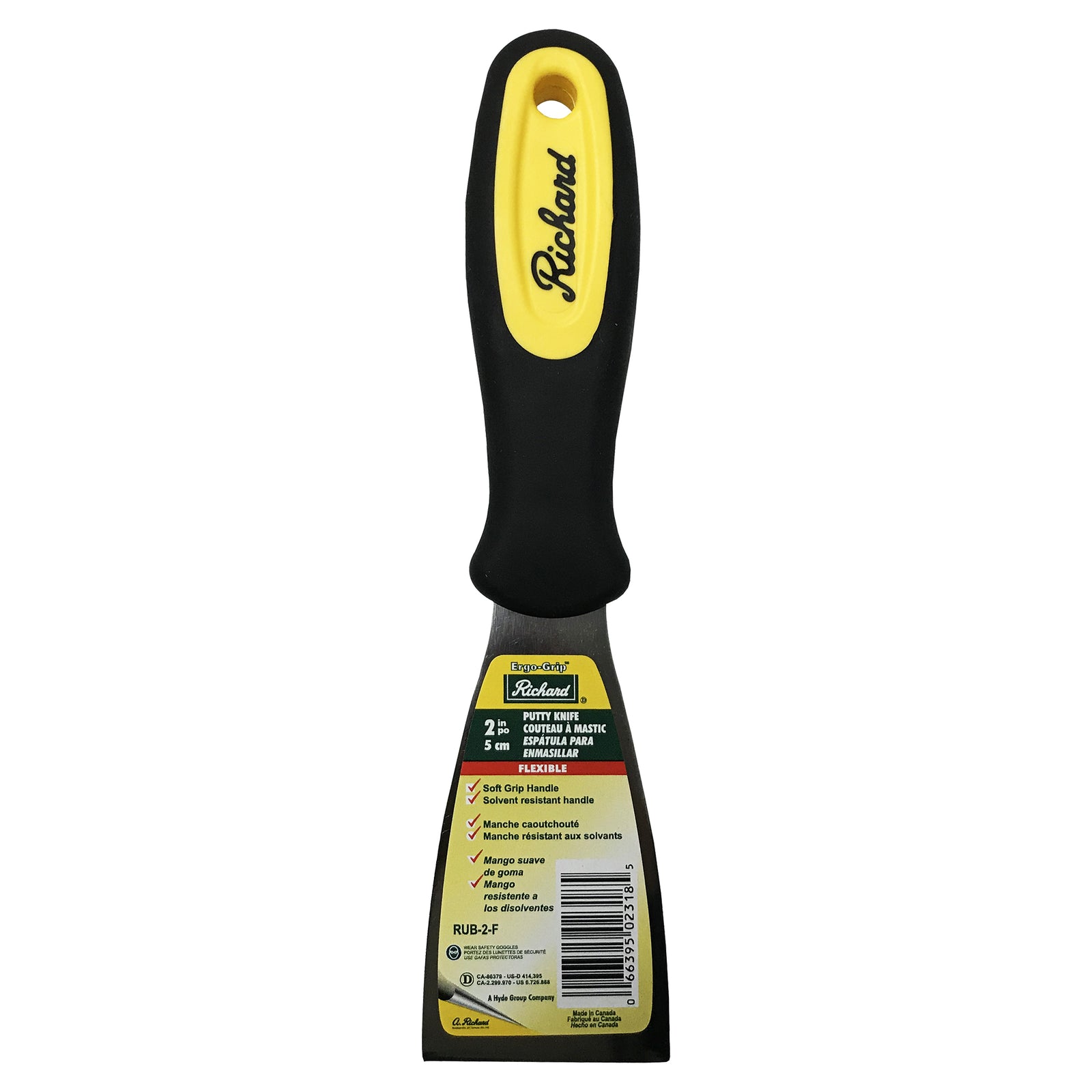 Couteau à mastic Ergo-Grip, lame carbone flexible de 2'' (5,1 cm)